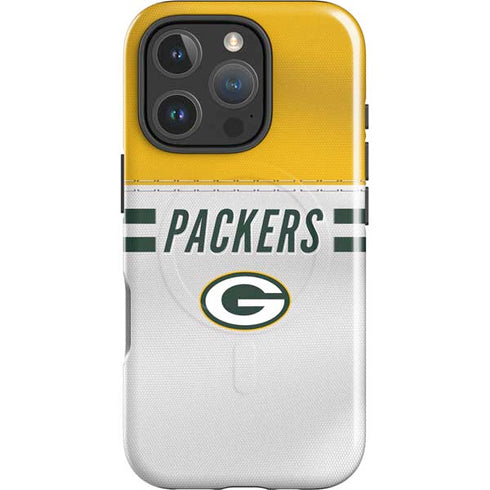 NFL Green Bay Packers White Striped iPhone 16 Pro Magsafe Impact Case